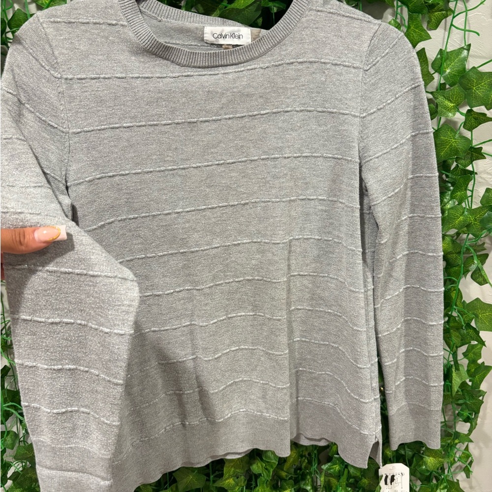 Calvin Klein Light Gray Long Sleeve Top